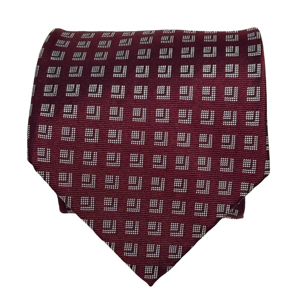 Ralph Lauren Luxury Necktie Tie 100% Silk Hand Made in USA Cubed Pattern NWOT - Picture 2 of 11